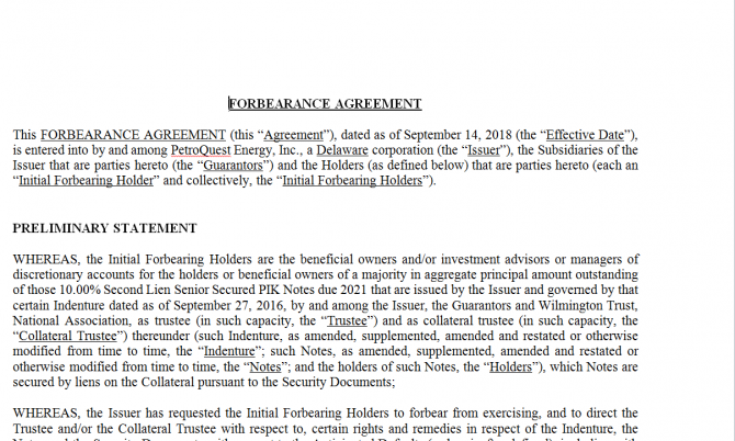 Forbearance Agreement. Робочий зразок №1 изображение 1