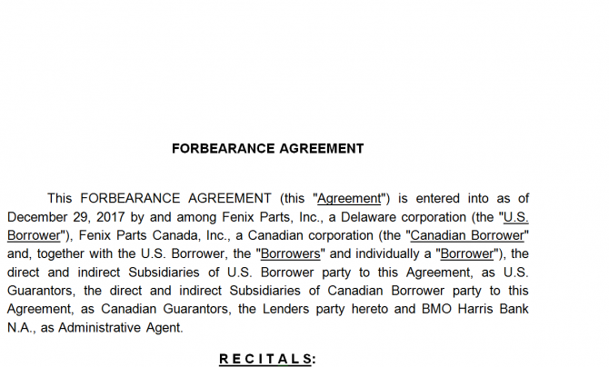 Forbearance Agreement. Робочий зразок №17