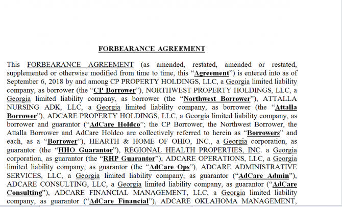 Forbearance Agreement. Робочий зразок №19