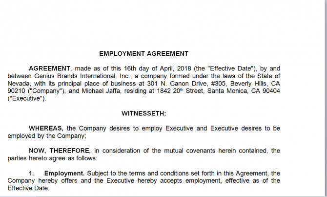 Employment Agreement. Робочий зразок №3