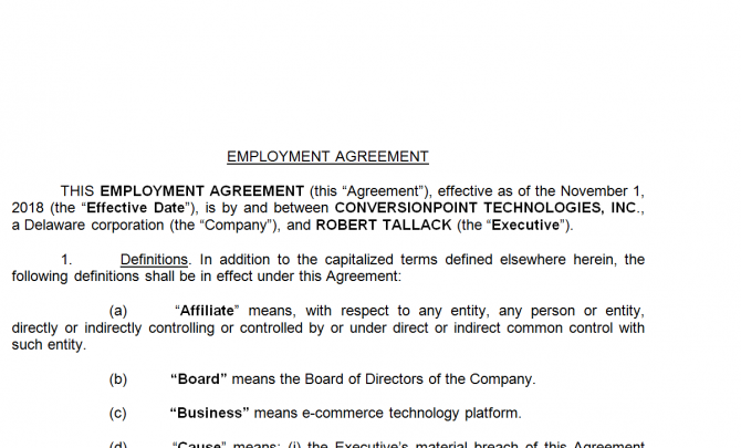 Employment Agreement. Робочий зразок №5