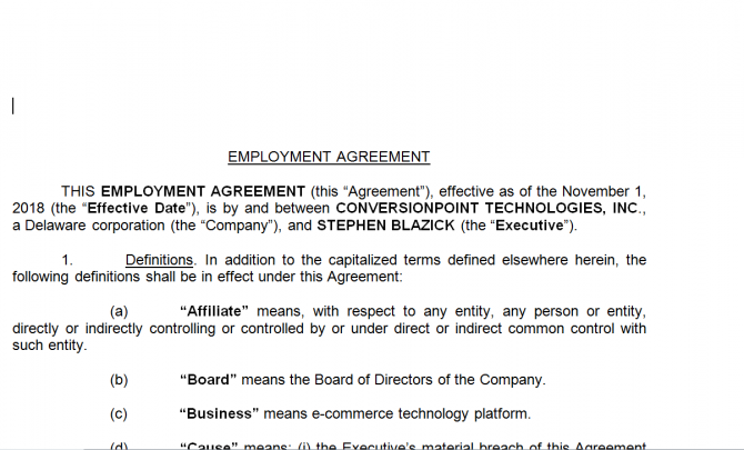 Employment Agreement. Робочий зразок №6