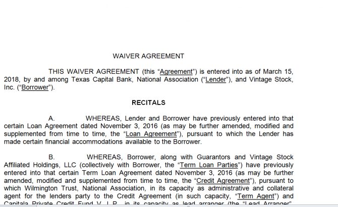 Waiver Agreement. Робочий зразок №5