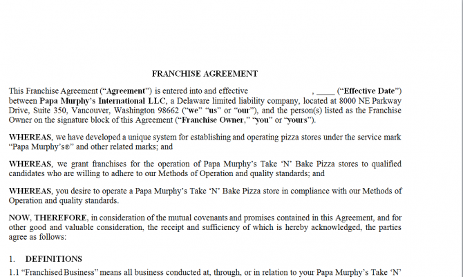 Franchise agreement. Робочий зразок №3 изображение 1