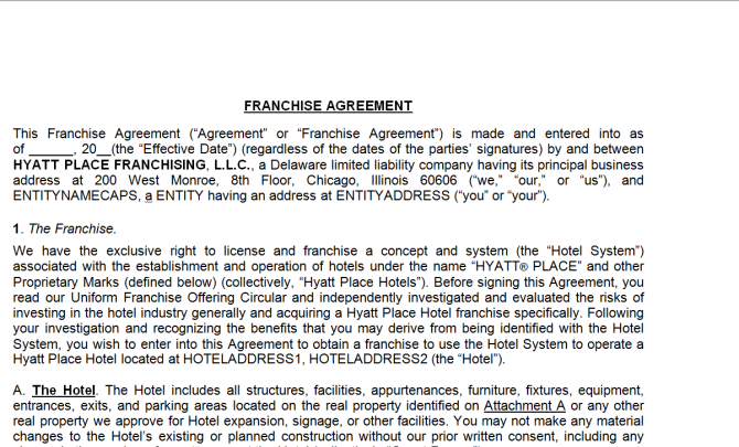 Franchise agreement. Робочий зразок №5