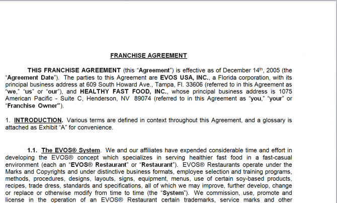 Franchise agreement. Робочий зразок №13