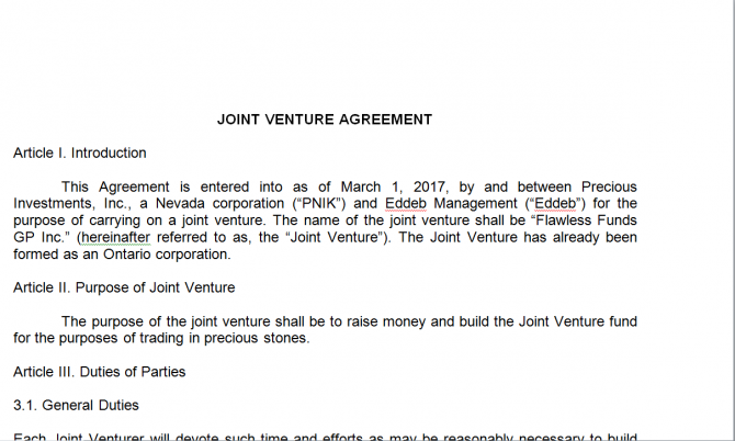 Joint Venture Agreement. Робочий зразок №14 изображение 1