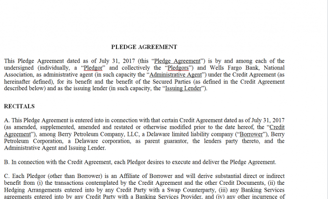 Pledge Agreement. Робочий зразок №17