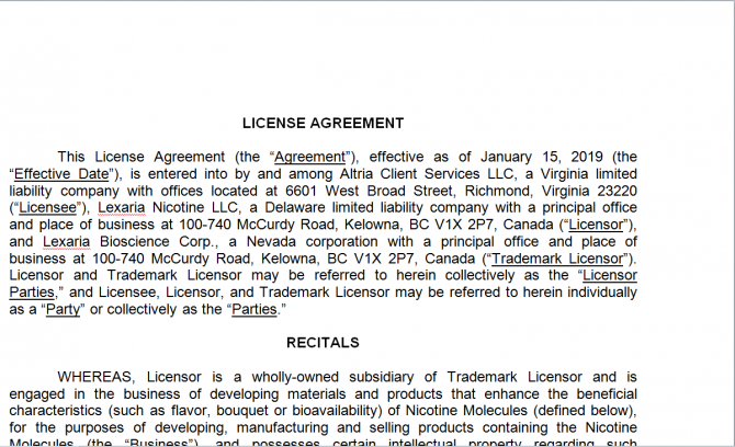 Licensing Agreement. Робочий зразок №2