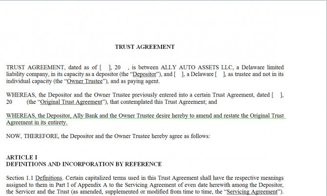 Trust Agreement. Робочий зразок №13 зображення 1