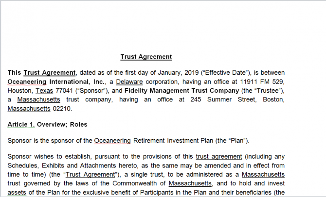 Trust Agreement. Робочий зразок №10