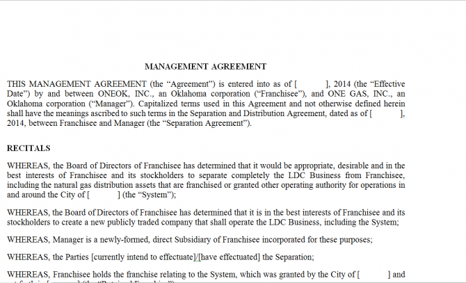 Management Agreement. Робочий зразок №10