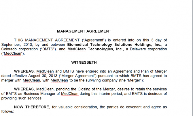 Management Agreement. Робочий зразок №12