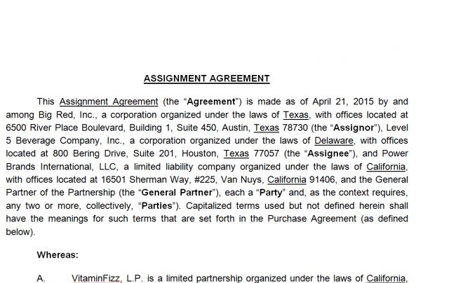 Assignment Agreement. Робочий зразок №6 зображення 1