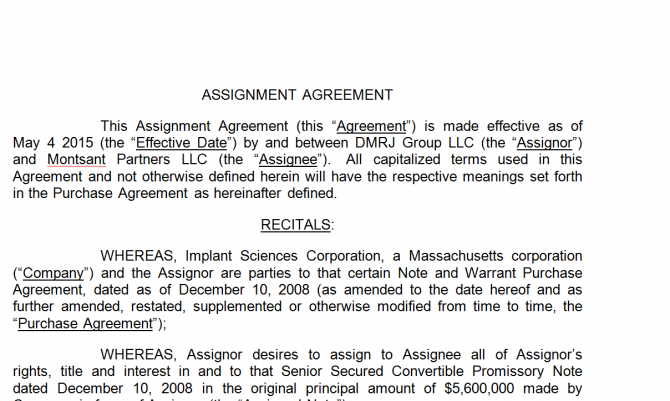 Assignment Agreement. Робочий зразок №13 зображення 1