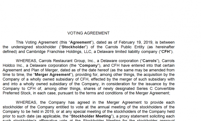 Voting Agreement. Робочий зразок №17