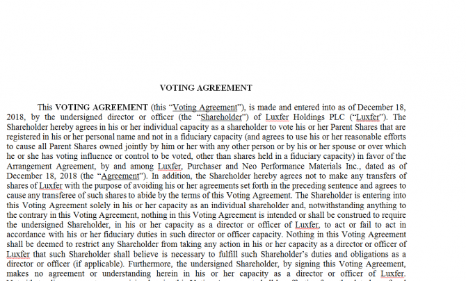 Voting Agreement. Робочий зразок №19