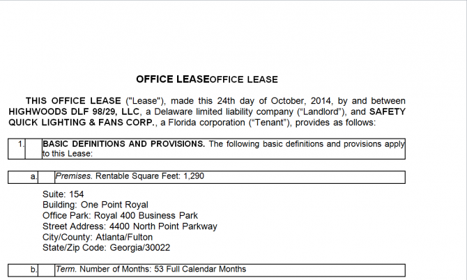 Office lease Agreement. Робочий зразок №9