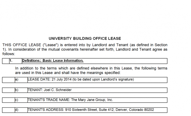 Office lease Agreement. Робочий зразок №12 зображення 1