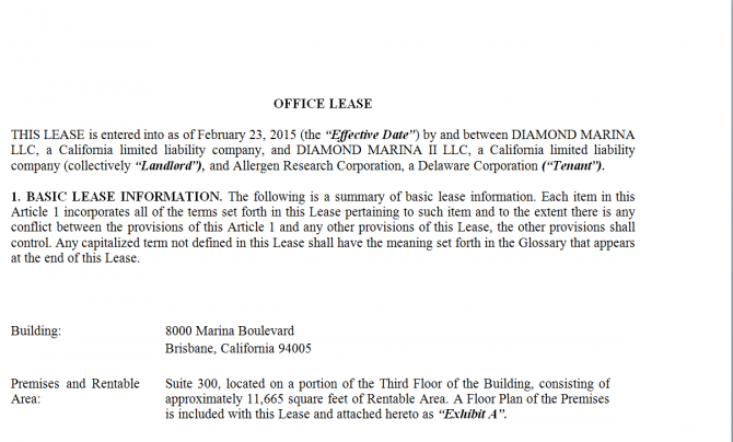 Office lease Agreement. Робочий зразок №17 изображение 1