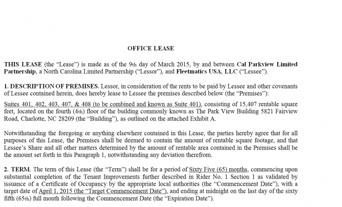 Office lease Agreement. Робочий зразок №18
