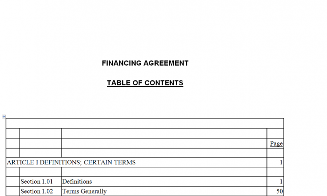 Financing Agreement. Робочий зразок №12 зображення 1