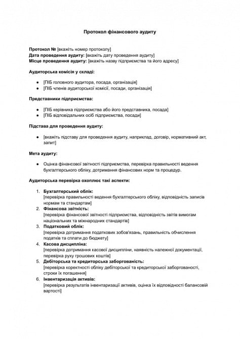 Протокол финансового аудита изображение 1
