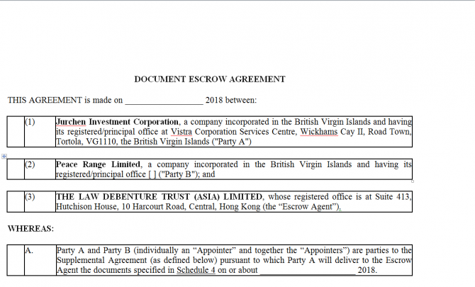Escrow Agreement. Робочий зразок №13