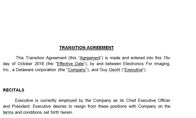 Transition Agreement. Робочий зразок №3 изображение 1
