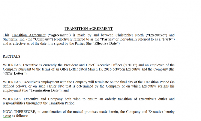 Transition Agreement. Робочий зразок №10 зображення 1