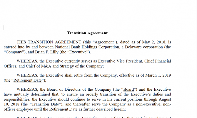 Transition Agreement. Робочий зразок №24