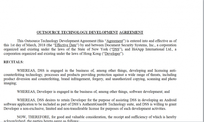 Development Agreement. Робочий зразок №18