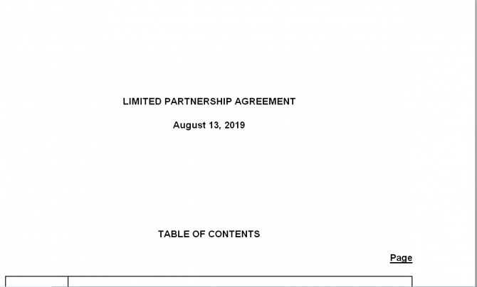 Limited Partnership Agreement. Робочий зразок №2