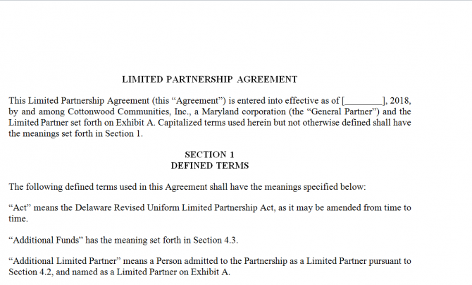 Limited Partnership Agreement. Робочий зразок №10