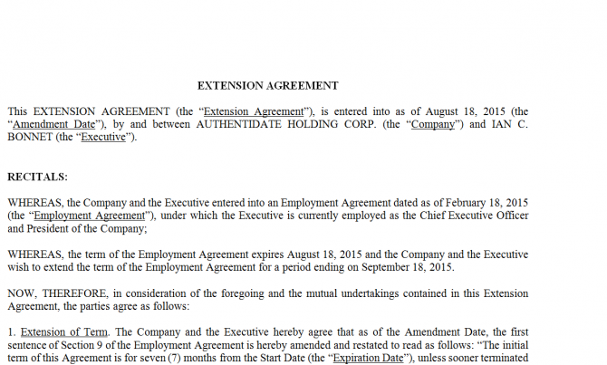 Extension Agreement. Робочий зразок №15 изображение 1