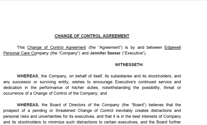 Change of control Agreement. Робочий зразок №15 изображение 1