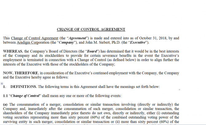 Change of control Agreement. Робочий зразок №10 изображение 1