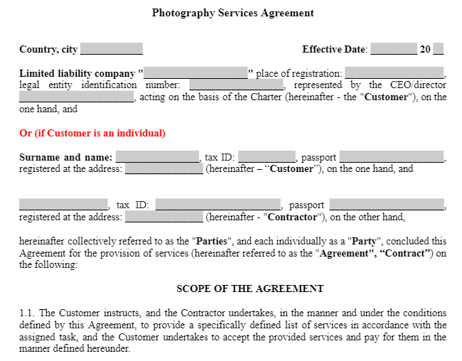 Photography Services Agreement зображення 1