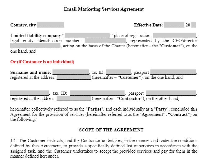 Email Marketing Services Agreement зображення 1