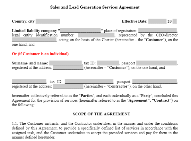 Sales and Lead Generation Services Agreement зображення 1