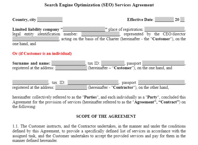 Search Engine Optimization (SEO) Services Agreement зображення 1