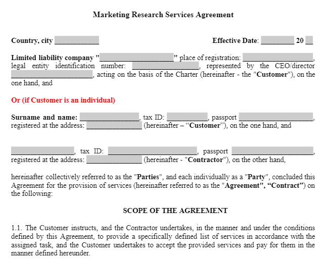 Marketing Research Services Agreement зображення 1