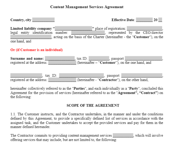 Content Management Services Agreement зображення 1