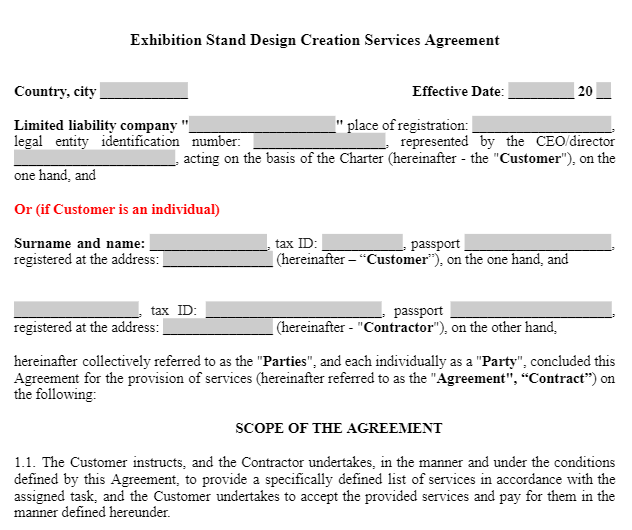 Exhibition Stand Design Creation Services Agreement зображення 1