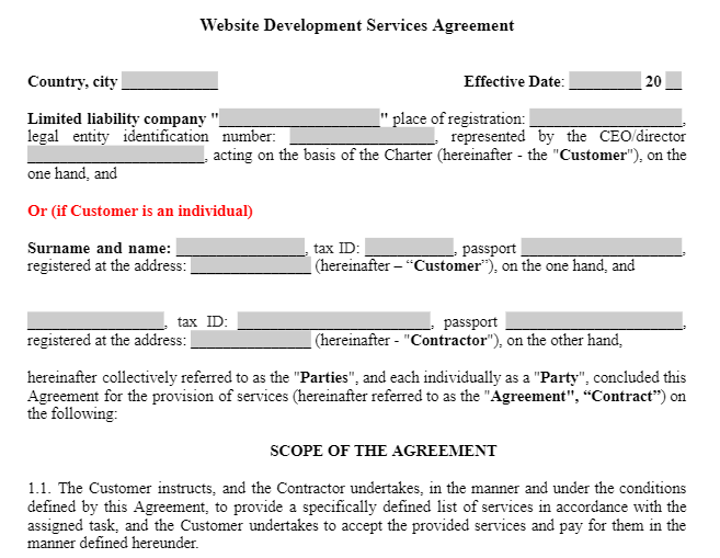 Website Development Services Agreement зображення 1