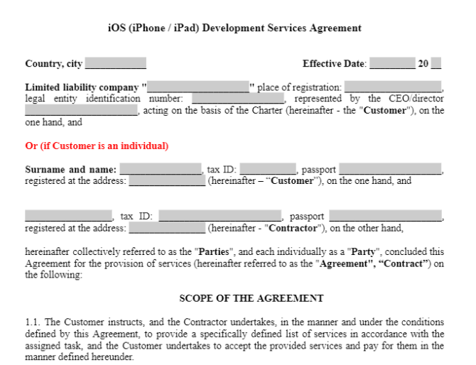 iOS (iPhone / iPad) Development Services Agreement зображення 1