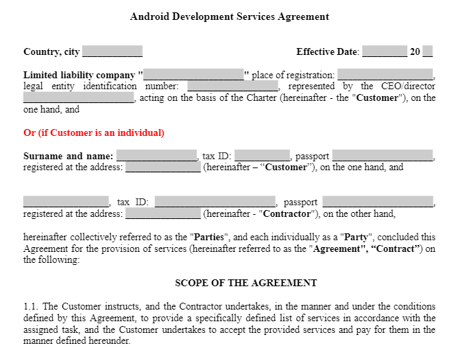 Android Development Services Agreement зображення 1