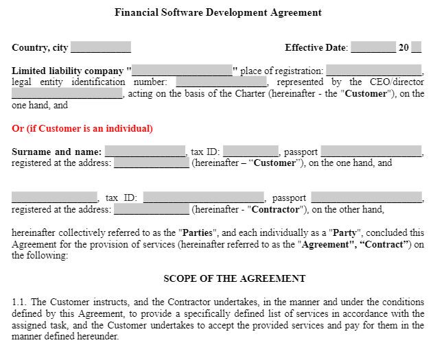 Financial Software Development Agreement зображення 1