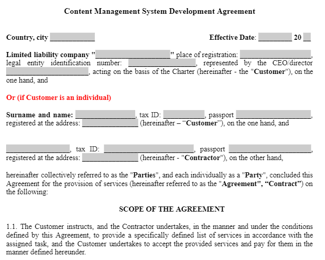 Content Management System Development Agreement зображення 1