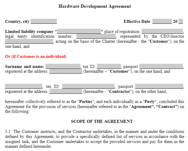 Hardware Development Agreement зображення 1